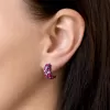 Strieborné náušnice visiace s kryštálmi Swarovski červené polkruh 31164.3 cherry