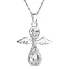 Strieborný náhrdelník anjel so Swarovski kryštálmi biely 32072.1
