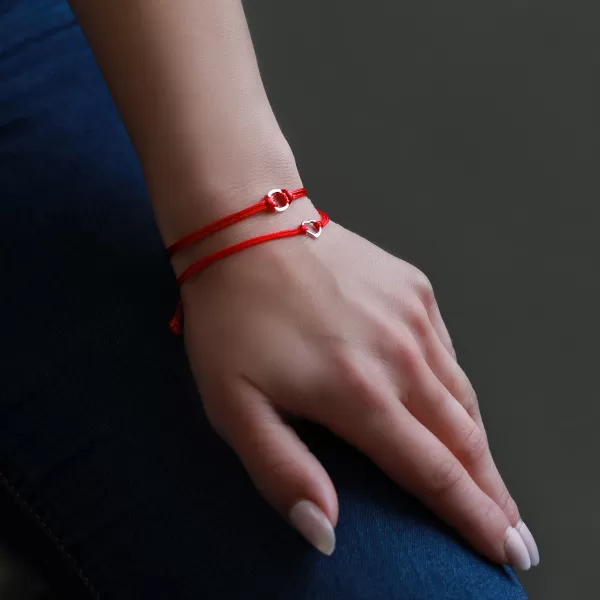 Kabbalah náramok proti uhranutiu strieborné srdiečko 13006.3 červený