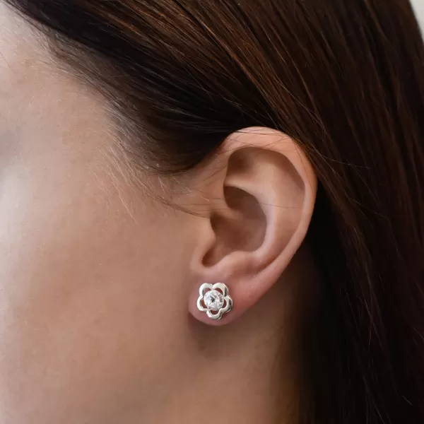 Sada šperkov s kryštálmi Swarovski náušnice, retiazka a prívesok biela kytička 39173.1