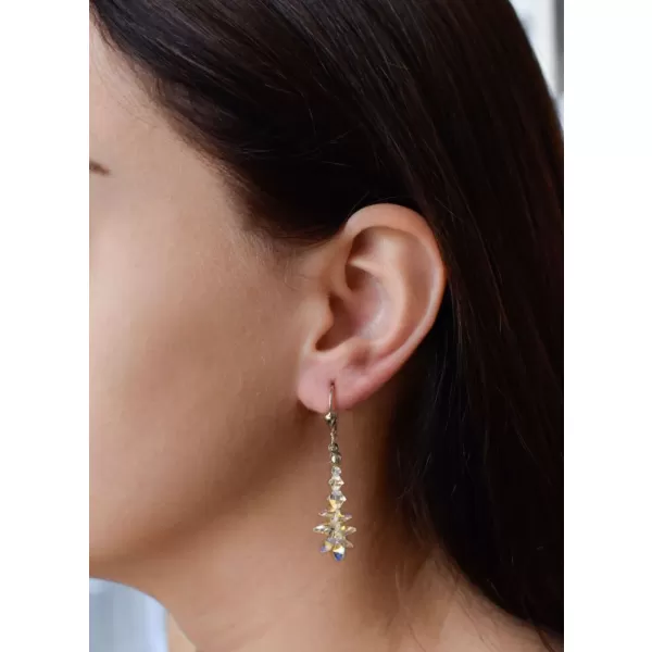 Strieborné náušnice visiace s kryštálmi Swarovski AB efekt strapec 31245.2