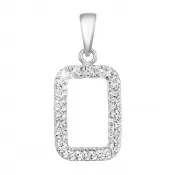 Strieborný prívesok s kryštálmi Swarovski biely obdĺžnik 74072.1
