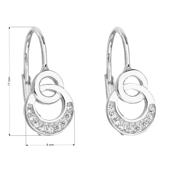 Strieborné náušnice visiace so zirkónom v bielej farbe 11180.1