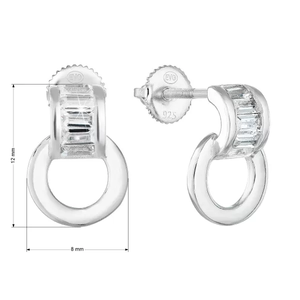 Strieborné visiace náušnice so zirkónom v bielej farbe 11257.1