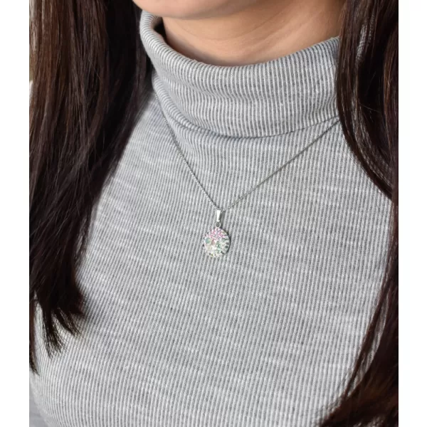 Strieborný prívesok s kryštálmi Swarovski mix farieb okrúhly 34225.3 sakura