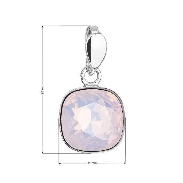 Strieborný prívesok s kryštálom Swarovski ružový štvorec 34224.7