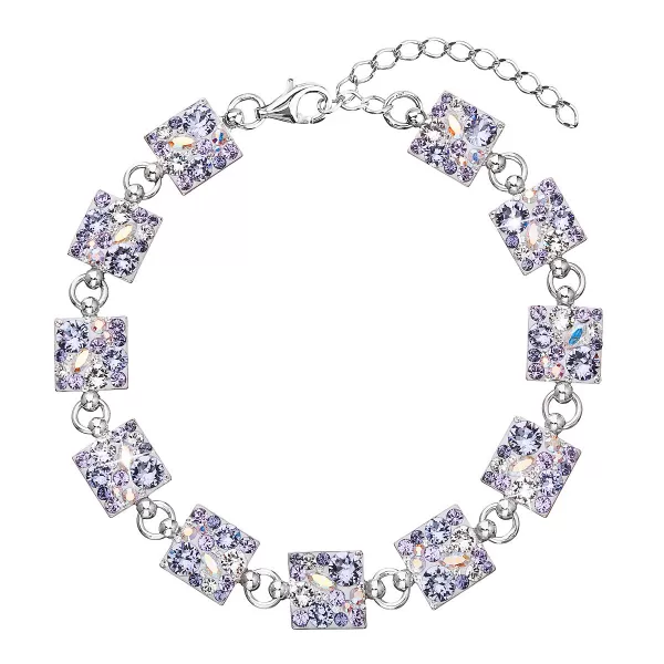 Strieborný náramok so Swarovski kryštálmi fialový 33047.3 violet