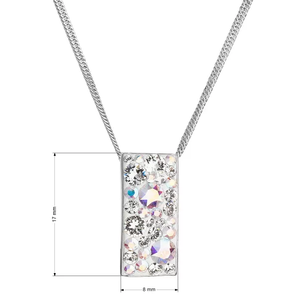 Strieborný náhrdelník so Swarovski kryštálmi obdĺžnik 32074.2 ab efekt