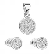 Súprava šperkov so zirkónom v bielej farbe náušnice a prívesok 19020.1