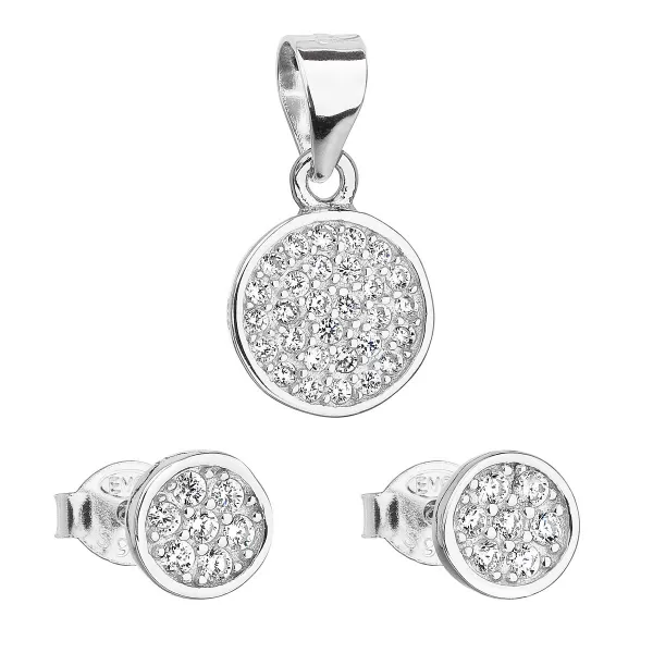 Súprava šperkov so zirkónom v bielej farbe náušnice a prívesok 19020.1