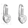 Strieborné náušnice visiace so zirkónom biele srdce 11169.1