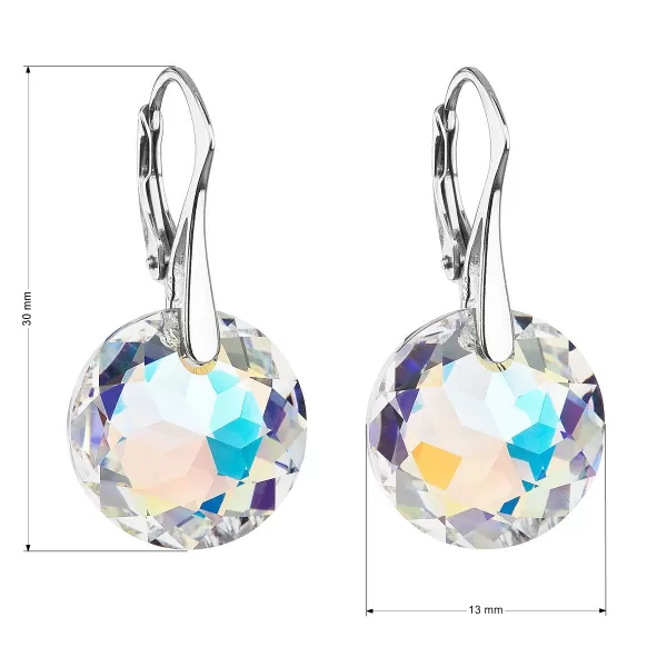 Strieborné visiace náušnice s kryštálmi Swarovski a okrúhlym efektom 31296.2