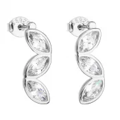 Strieborné náušnice pecka so zirkónom v bielej farbe 11084.1