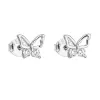 Strieborné náušnice pecka so zirkónom biely motýľ 11036.1