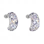 Strieborné náušnice visiace s kryštálmi Swarovski fialový polkruh 31164.3