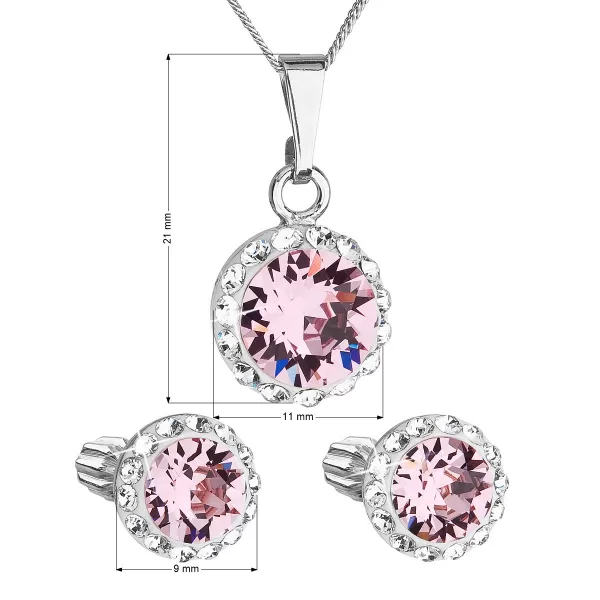 Sada šperkov s kryštálmi Swarovski náušnice, retiazka a prívesok ružové okrúhle 39352.3 light rose