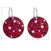Strieborné náušnice visiace s kryštálmi Swarovski červené okrúhle 31161.3 cherry