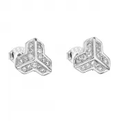 Strieborné náušnice pecka so zirkónom v bielej farbe 11085.1