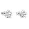 Strieborné náušnice pecka s kryštálmi Swarovski biela kvietka 31255.1