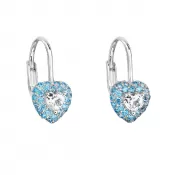 Strieborné detské náušnice visiace so zirkónom modré srdce 11216.3