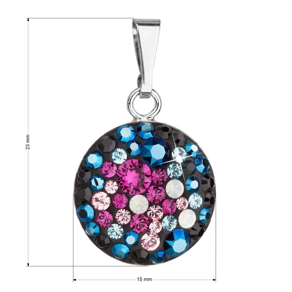 Strieborný prívesok s kryštálmi Swarovski mix farieb okrúhly 34225.3 galaxy