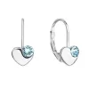 Strieborné visiace náušnice so Swarovski kryštálmi srdiečka 31299.3 modré