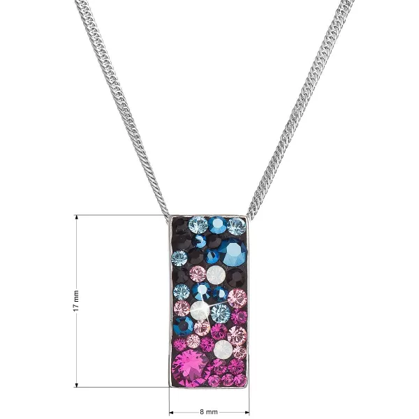Strieborný náhrdelník so Swarovski kryštálmi obdĺžnik 32074.4 galaxy
