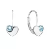 Strieborné visiace náušnice so Swarovski kryštálmi srdiečka 31299.3 modré
