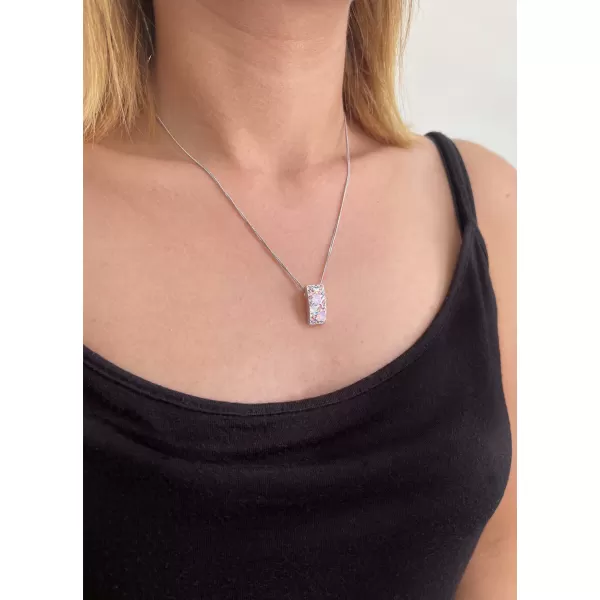 Strieborný náhrdelník so Swarovski kryštálmi ružový obdĺžnik 32074.3 magic rose