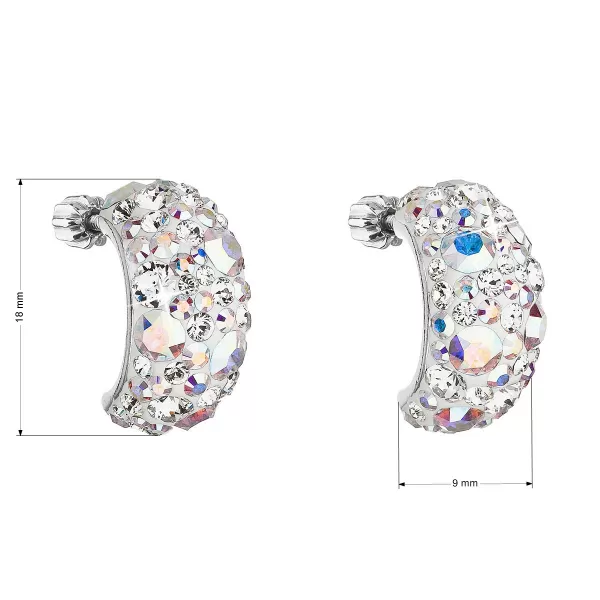 Strieborné náušnice visiace s kryštálmi Swarovski ab efekt polkruh 31164.2