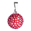 Strieborný prívesok s kryštálmi červený okrúhly 734080.4