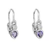 Strieborné detské náušnice visiace so zirkónom vo fialovej farbe 11197.3