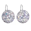 Strieborné náušnice visiace s kryštálmi Swarovski fialové okrúhle 31161.3 violet