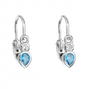 Strieborné detské náušnice visiace so zirkónom v modrej farbe 11197.3