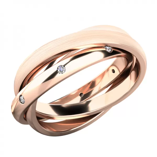 Dámsky prsteň biele zlato 585 prírodný diamant 0,120 ct G/SI - tri prstene 61075-DIA