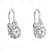 Strieborné detské náušnice visiace so zirkónom biele srdce 11173.1