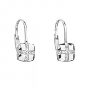 Strieborné náušnice visiace so zirkónom biely štvorec 11210.1
