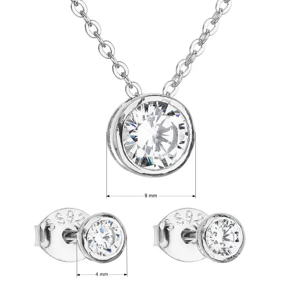 Súprava šperkov s bielymi zirkónovými náušnicami a náhrdelníkom 19007.1