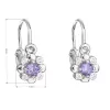 Strieborné detské náušnice visiace so zirkónom fialová kvietka 11174.3