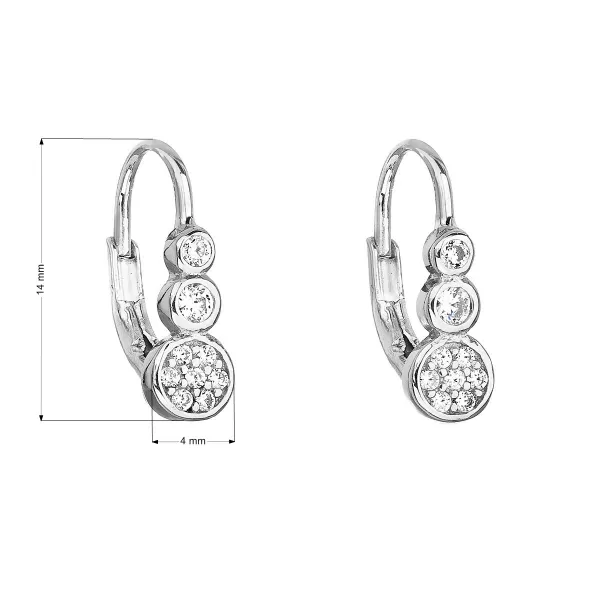 Strieborné náušnice visiace so zirkónom v bielej farbe 11179.1