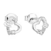 Strieborné náušnice pecka so zirkónom biele srdce 11051.1