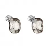 Strieborné náušnice pecka s kryštálmi Swarovski sivý obdĺžnik 31279.5