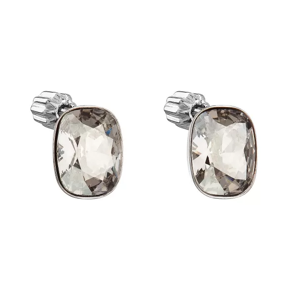 Strieborné náušnice pecka s kryštálmi Swarovski sivý obdĺžnik 31279.5