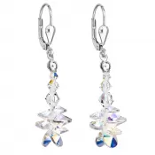 Strieborné náušnice visiace s kryštálmi Swarovski AB efekt strapec 31245.2