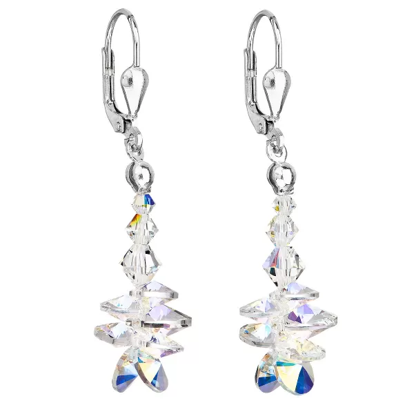 Strieborné náušnice visiace s kryštálmi Swarovski AB efekt strapec 31245.2