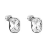 Strieborné náušnice pecka s kryštálmi Swarovski biely obdĺžnik 31279.1