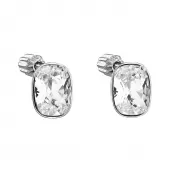 Strieborné náušnice pecka s kryštálmi Swarovski biely obdĺžnik 31279.1