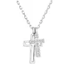 Strieborný náhrdelník so zirkónom biely krížik 12012.1