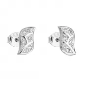 Strieborné náušnice pecka so zirkónom v bielej farbe 11166.1