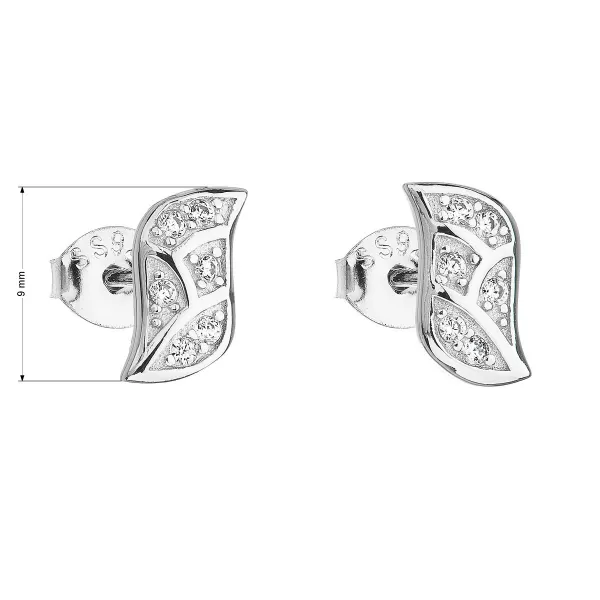 Strieborné náušnice pecka so zirkónom v bielej farbe 11166.1
